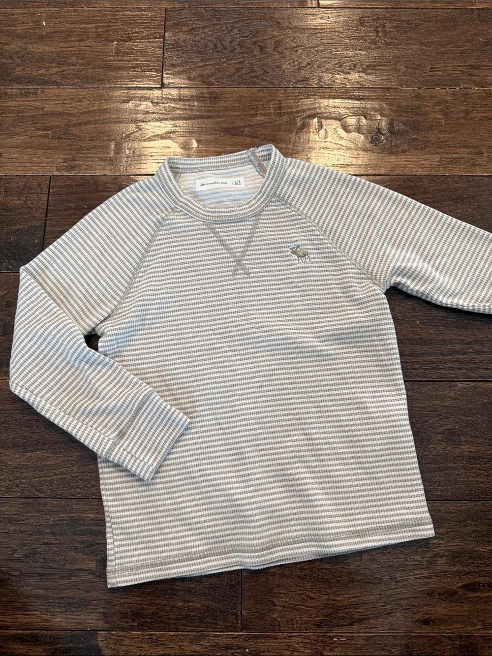 Abercrombie & Fitch Boy’s Cream and Light Gray Striped Crewneck Sweater